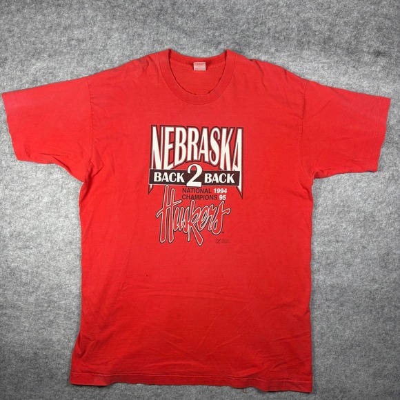 Fruit of the Loom Other - Vintage Nebraska Huskers T-Shirt XXL Red Back 2 Back National Champions 1995 90s